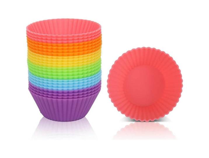 Muffinformen Silikon 24er Set Regenbogenfarben, Mehrfarbig, Kunststoff, 3.1x2.1x5.3 cm, Backen & Backzubehör, Backformen, Muffinformen