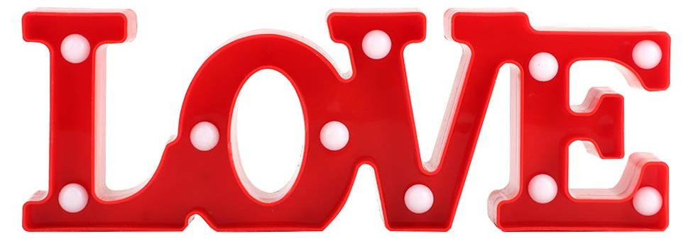 Selius Led-tafellamp met hartvorm en decoratieve letterverlichting