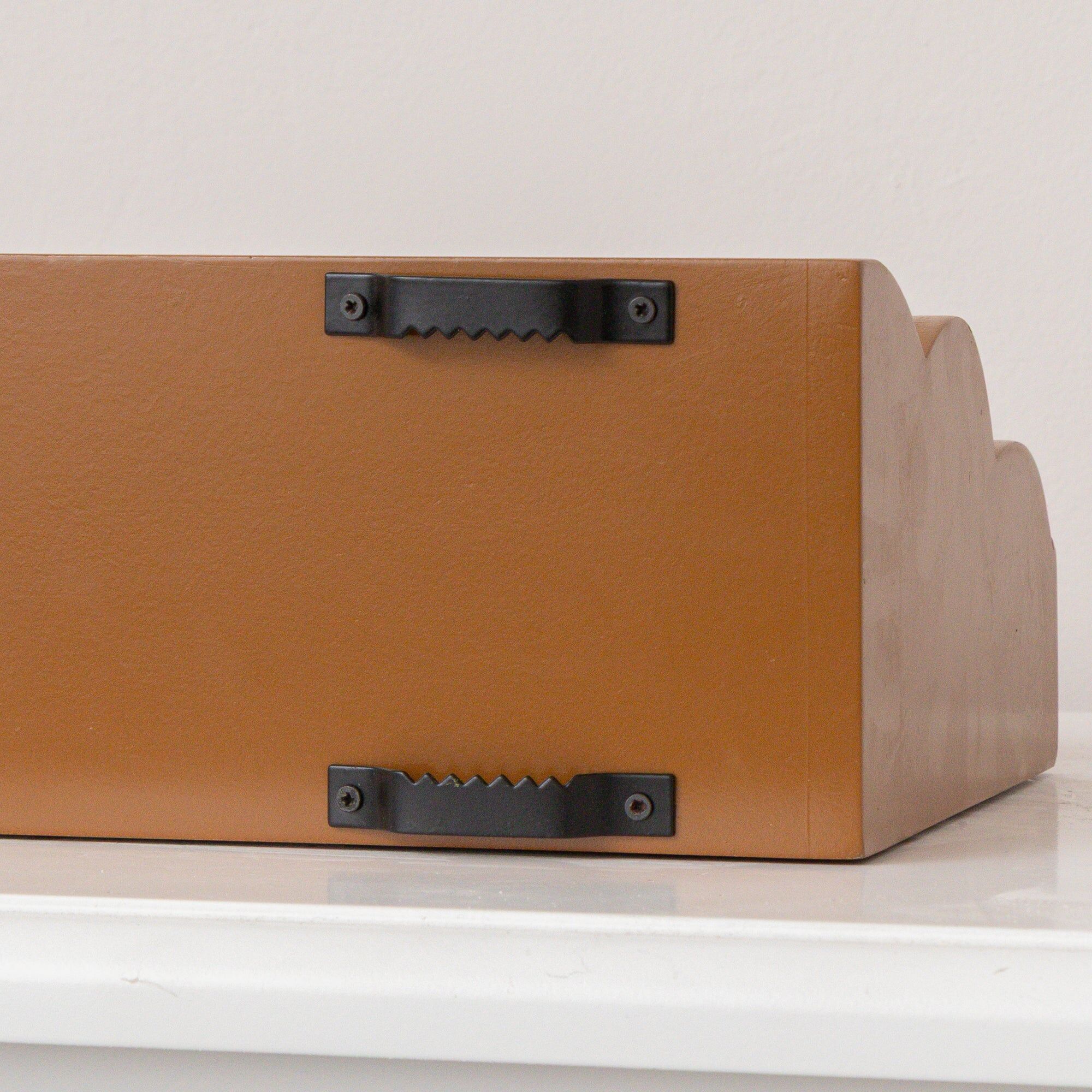 Large Rust Scalloped Wall Storage Shelf - 61cm Wood, Metal