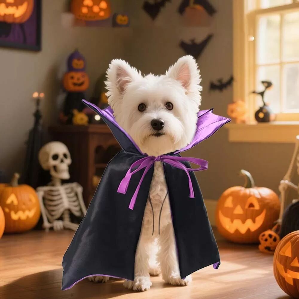 INF Haustier Umhang Cape - Halloween Kostüm für Katzen und kleine Hunde Violett