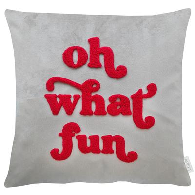 Dekokissen APELT "Fun", grau (grau, rot), B:46cm L:46cm, Polyester, Dekokissen_Sitzkissen_Kissenhüllen