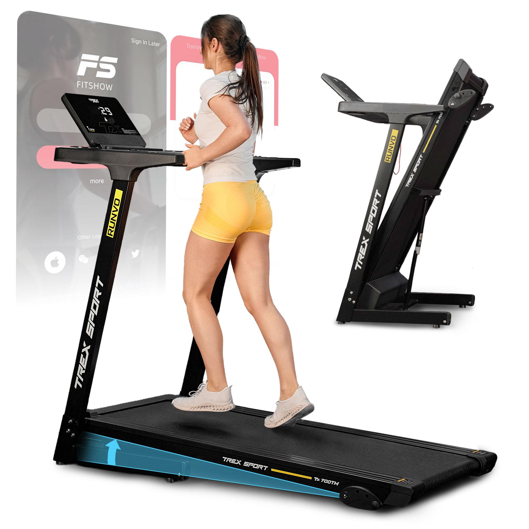 TREX SPORT Laufband für zuhause klappbar elektrisch TX-700TM RUNVO | Treadmill mit LCD-Display, Bluetooth, bis 16 km/h, 15 Programme, 2 PS, bis 120kg