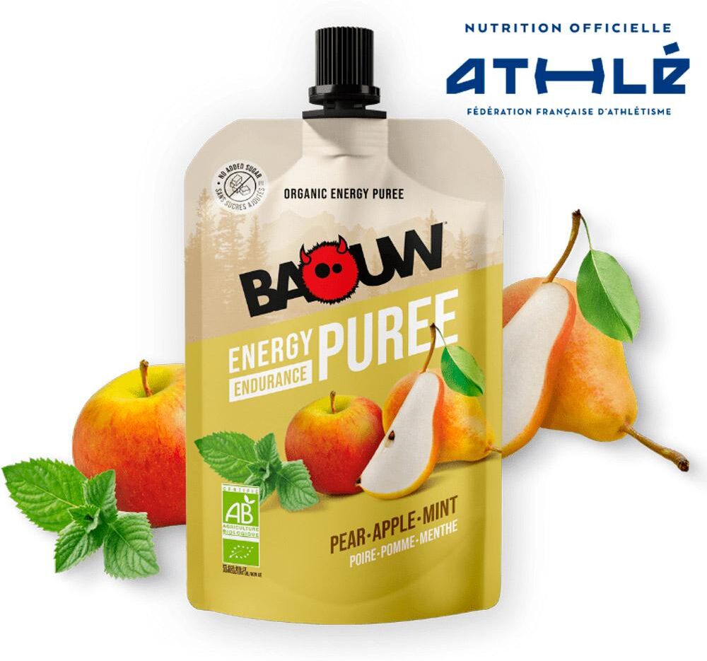 Baouw  - Compotes Energétiques Bio 90g Poire - Pomme - Menthe - Purée