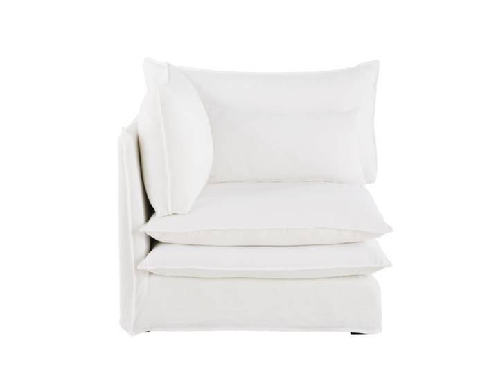 Angle pour canapé modulable en lin blanc