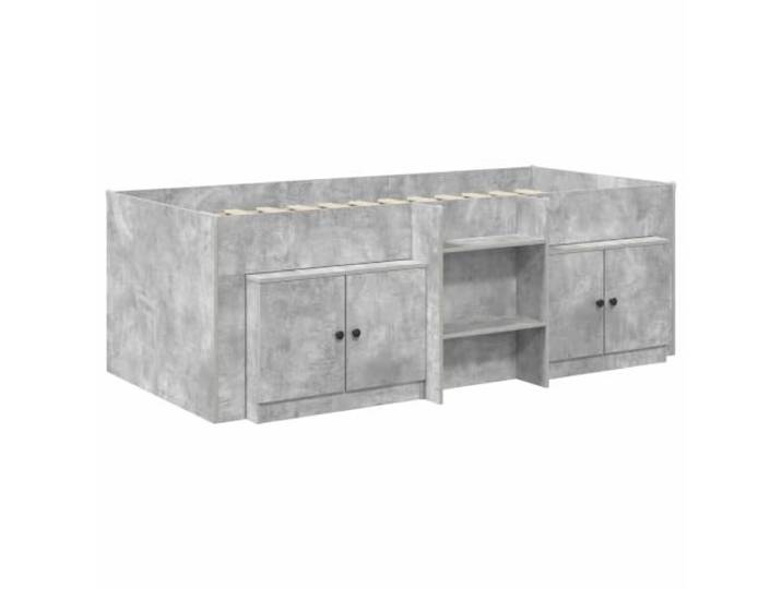 KTHLBRH Bettgestell Loft mit Möbelstück, grau, Beton, 3-teilig Technisches Holz, mit Leiter und Leisten, platzsparendes Design, für Matratze 90 x 200 cm