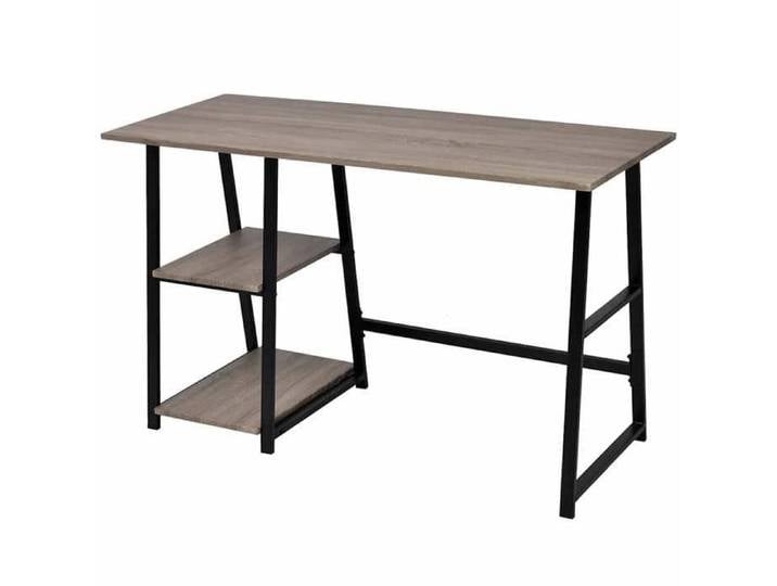 Bureau informatique multimédia - Bureau avec 2 étagères Gris et chêne - Assemblage requis（2427）