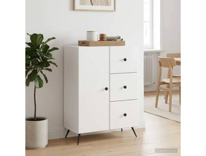 RJPLMFV Anrichte, weiß, glänzend, 66 cm, Holz Geräumige Aufbewahrung, Regale und Schubladen, vielseitig im Wohnzimmer oder Büro, modernes Design