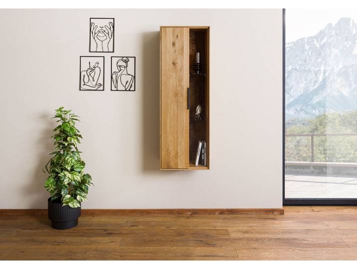 Vitrine murale 46x38x132 en bois de Chêne sauvagenaturel huilé LINDAU #12