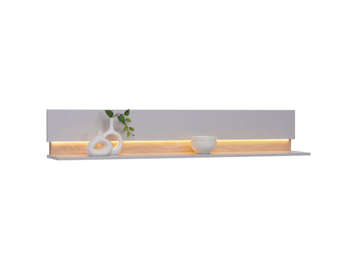 Dieter Knoll Wandboard Cremona, Grau, Eiche, Holz, Asteiche, furniert, A, kaltweiß, 180x30x24 cm, Küchen, Küchenmöbel, Küchenregale
