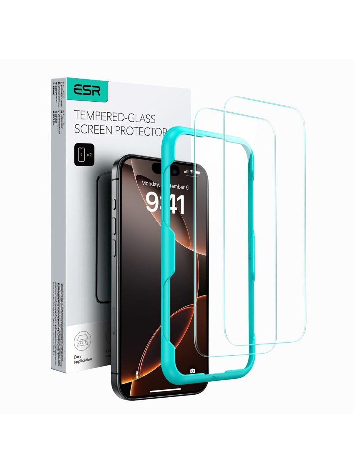 ESR Tempered Glass 2-PACK for iPhone 16 - transparent