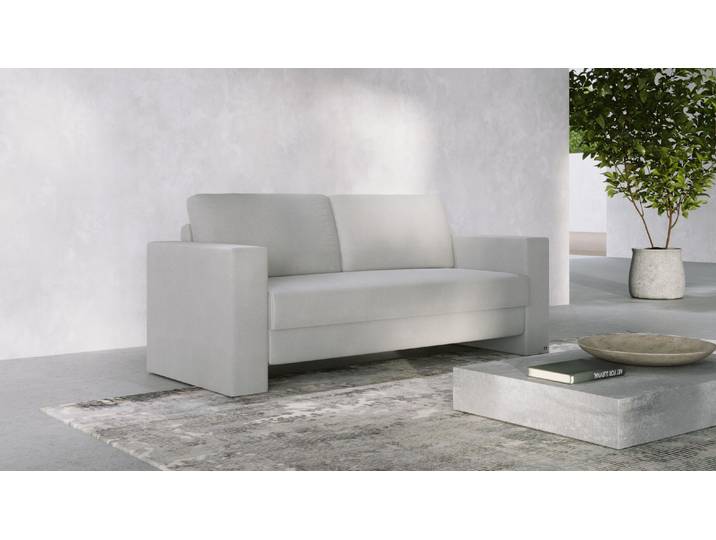 BRUNO Schlafsofa 160cm in Hellgrau Schmal stabiles Massivholz & Boxspringkomfort