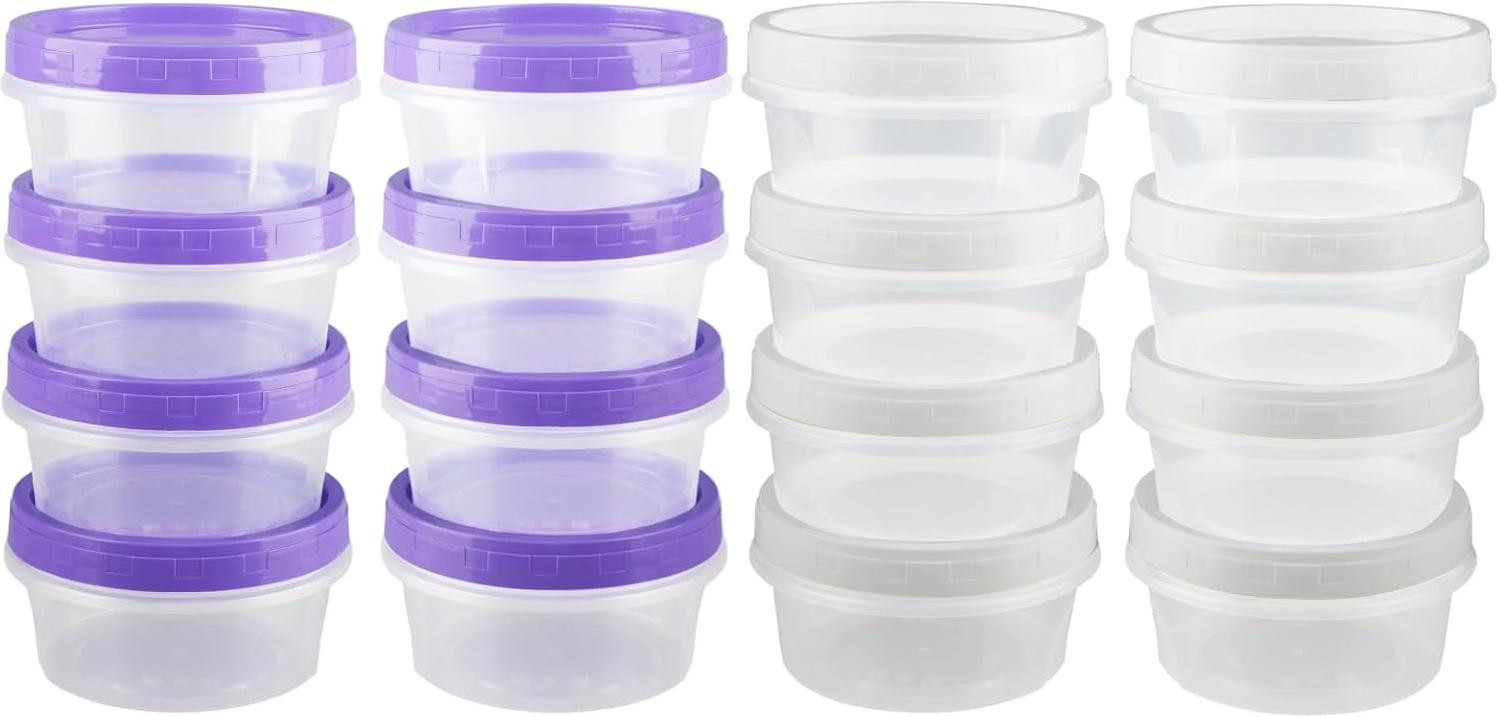 Lekvrije plastic containers met schroefdeksel, 300 ml, multicolor, stapelbaar en vrieskastveilig