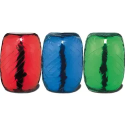 3 Rollen bunte metallic Geschenkbänder Schleifenband Kräuselband