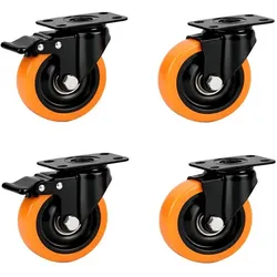 Relaxdays Lenkrollen 4er Set Orange,Schwarz