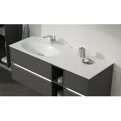 Pelipal Serie 6010 Krion-Waschtisch KWT54-1130-L, B:1130, H:9, T:498mm KWT54-1130-L