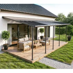 Palram - Canopia Sierra Cabrio 1032 | Aluminium Terrassenüberdachung | 3x9,7 m - Anthrazit