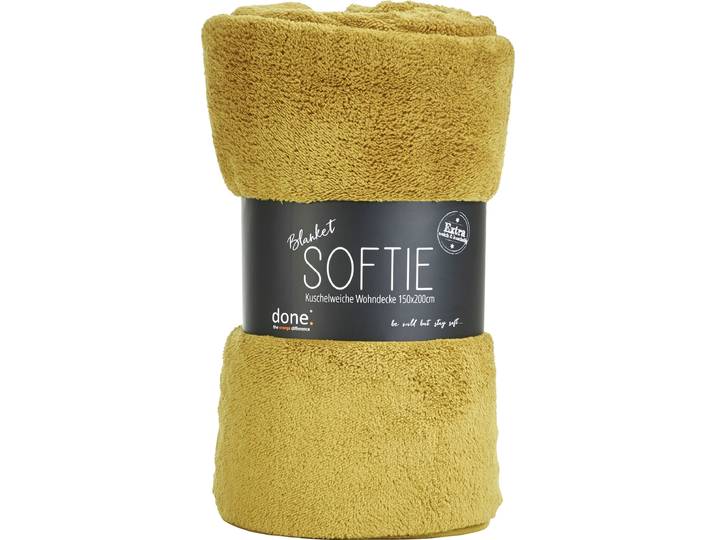 Wohndecke DONE. Softie , gold (goldfarben), B:150cm L:200cm, Polyester, Wohndecken, Wohndecke, Extra weiche Wohndecke aus softigem Teddy-Stoff, Kuscheldecke