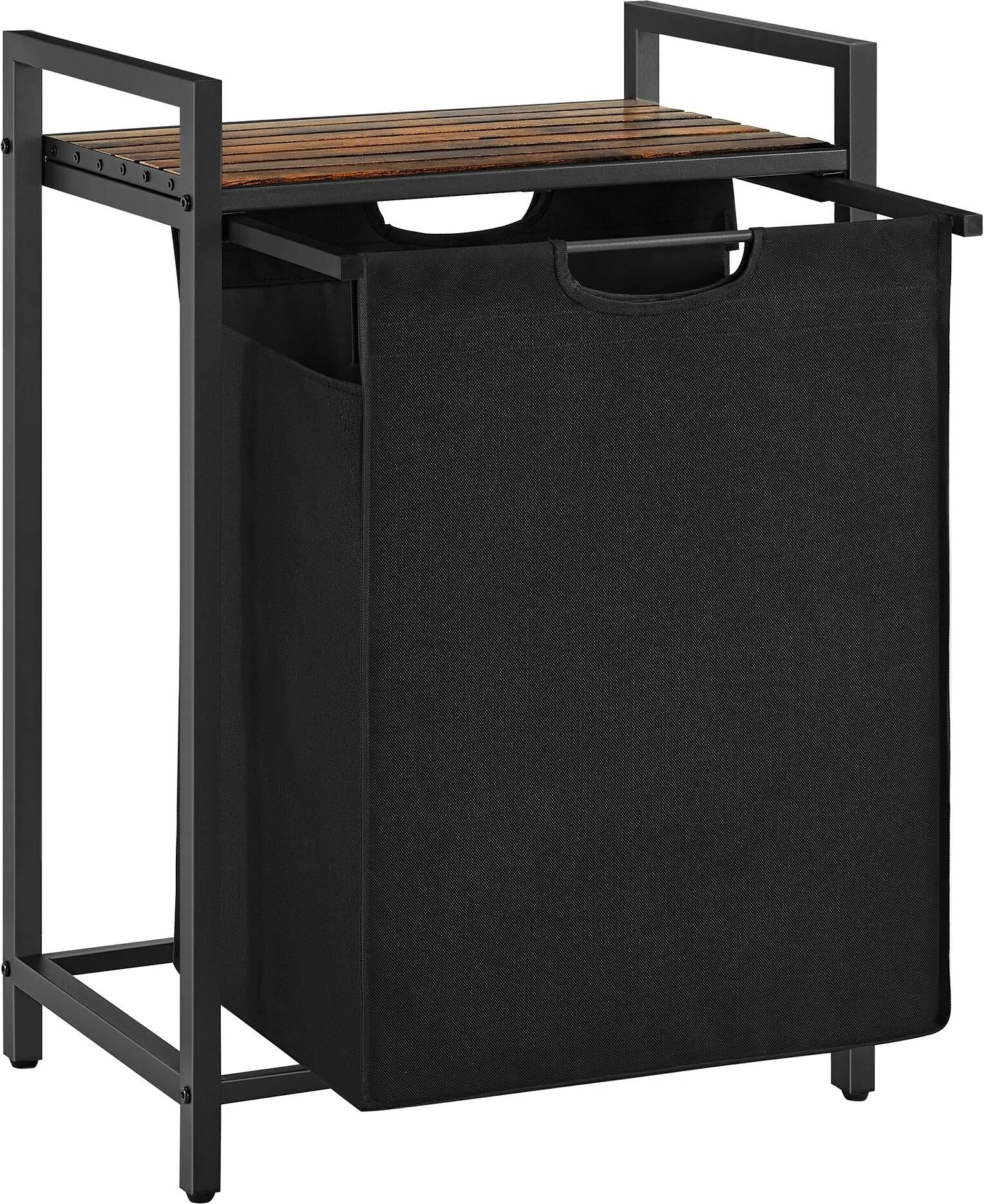Wäschekorb VASAGLE "65 l, Schwarz", schwarz, B:50cm H:72cm T:33cm, Wäschesammler, Wäschekorb schwarz 65 l