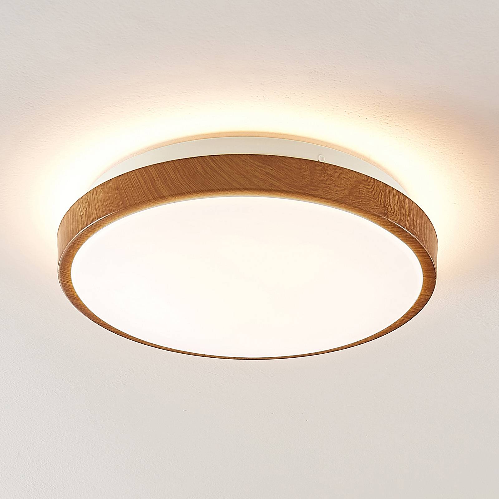 LED Ceiling Light Mendosa Lindby, Light wood, Living / Dining Room, Plastic, Modern, Ceiling Light