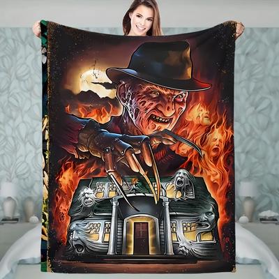 Shop Station Freddy Inspired Horror Throw Blanket Soft Halloween Fleece For Horror Fans & Cozy Home Decor black 39.37 59.06 In