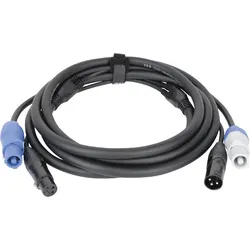 DAP FP20 Hybrid Cable - Power Pro & 3-pin XLR - DMX / Power 1,5 m - schwarze Ummantelung
