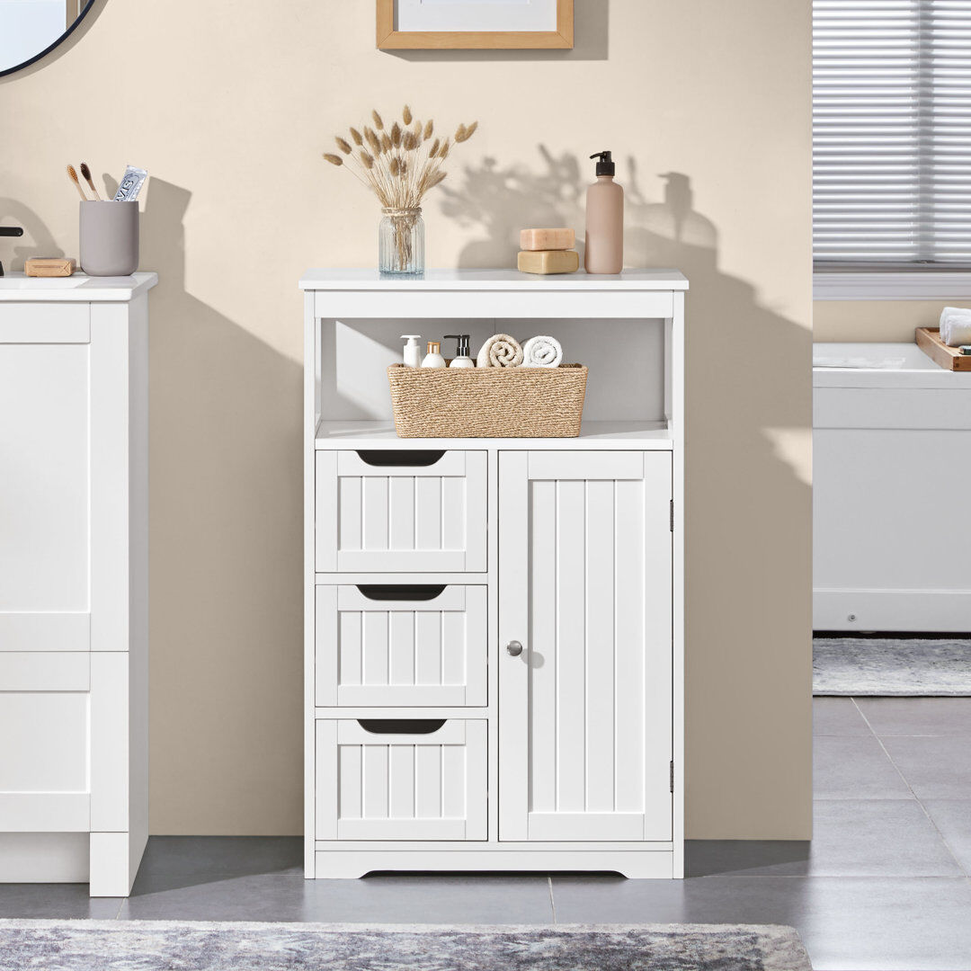 Yaheetech Freestanding Bathroom Cabinet White 86.5cm H X 55.5cm W X 29.5cm D