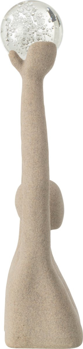 J-Line Decoratie Buste Bal Hoofd - Beige - Polyresin en Kristal