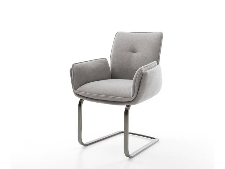 Freischwinger Nela-Flex Strukturstoff Soft Grau Freischwinger flach Graphit, Esszimmerstühle