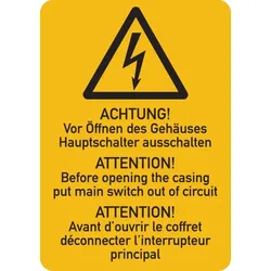 Maschinenkennzeichnung Hauptschalter ausschalten - 37x52 mm Folie selbstklebend
