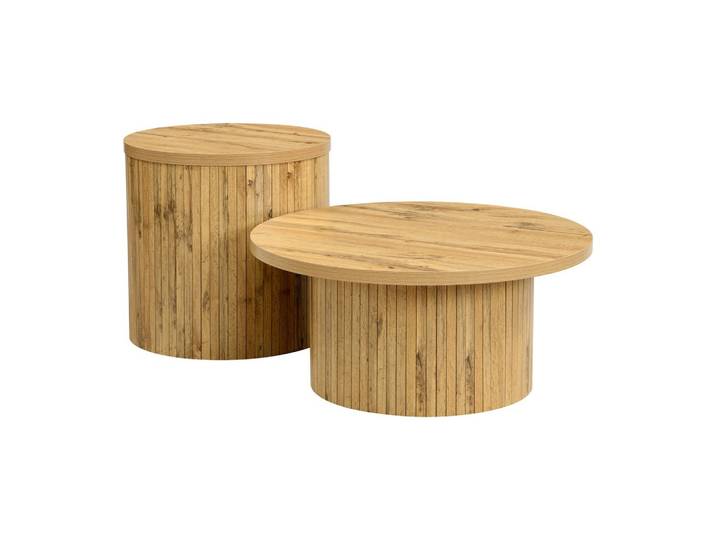 COUCHTISCH-SET Rund Ø75/50 cm Naturholzoptik im Skandi-Design