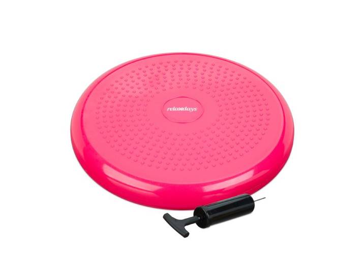 Relaxdays 9 x Balance Kissen pink mit Luftpumpe