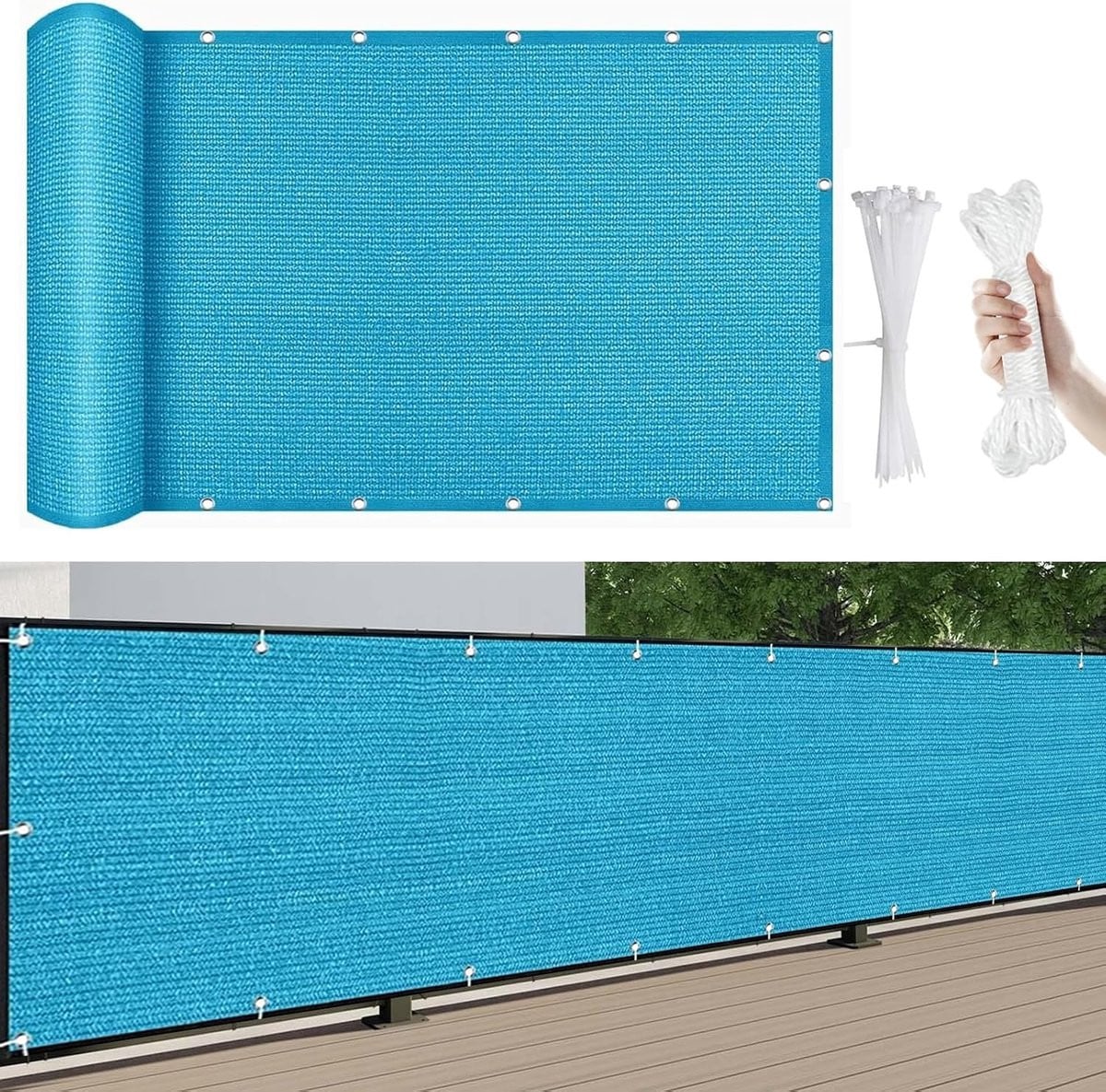 Balkonscherm Hemelsblauw HDPE 220 g/m² - Privacy Scherm - 1000 x 95 cm