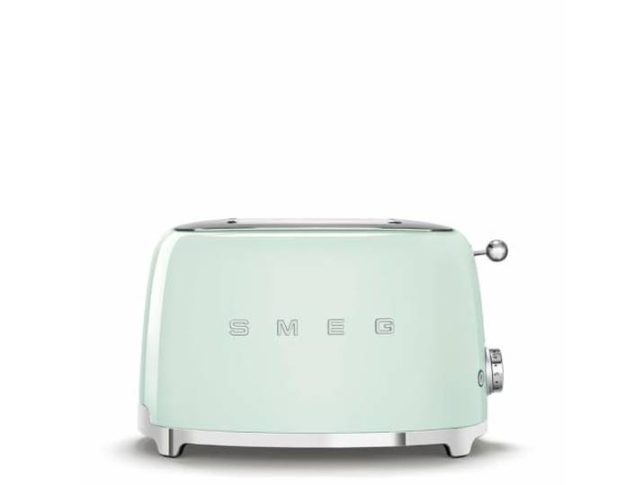 Smeg, 2x2 TSF01PGEU -Toaster, 2 Schlitze für 2 Scheiben, 6 Vergoldungsniveaus, Heizfunktion, Abtau- und Bagel- Funktion, Sammelschublade, 950W, Pastellgrün