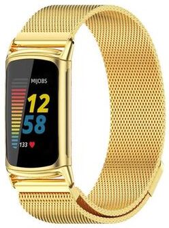 Everyday Crate Mijobs Magnetic Fitbit Charge 6 Band Stainless Steel Metal Watch Band For Fitbit Charge 5 Charge 6 gold