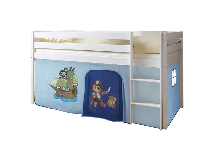 Livetastic Hochbett, Weiss, Hellblau, Dunkelblau, Holz, Kiefer, vollmassiv, 90x200 cm, nur für Rollroste geeignet, Baby- und Kindermöbel, Kinderzimmer & Jugendzimmer, Kinderbetten, Hochbetten
