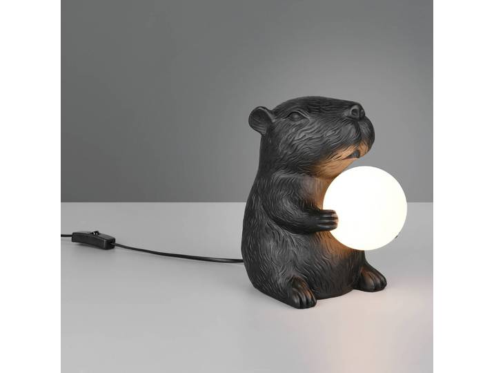 Reality Leuchten Tischlampe Capi, schwarz, für Wohn- / Esszimmer, Kunststoff, Junges Wohnen