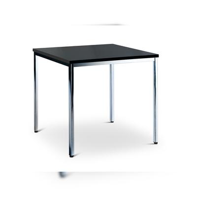 CEHA Besprechung- und Mehrzwecktisch 80 x 80 cm mit verchromten Gestell und Dekor schwarz