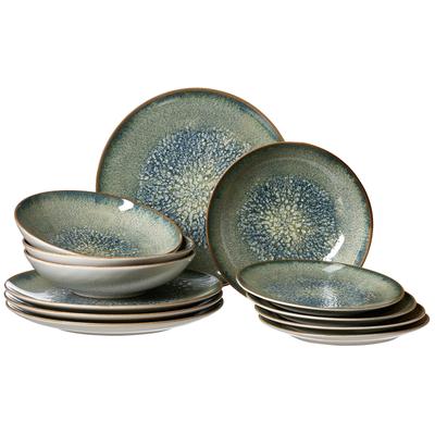 Teller-Set RITZENHOFF & BREKER "Verde", grün, 12, Steinzeug, Geschirr-Sets