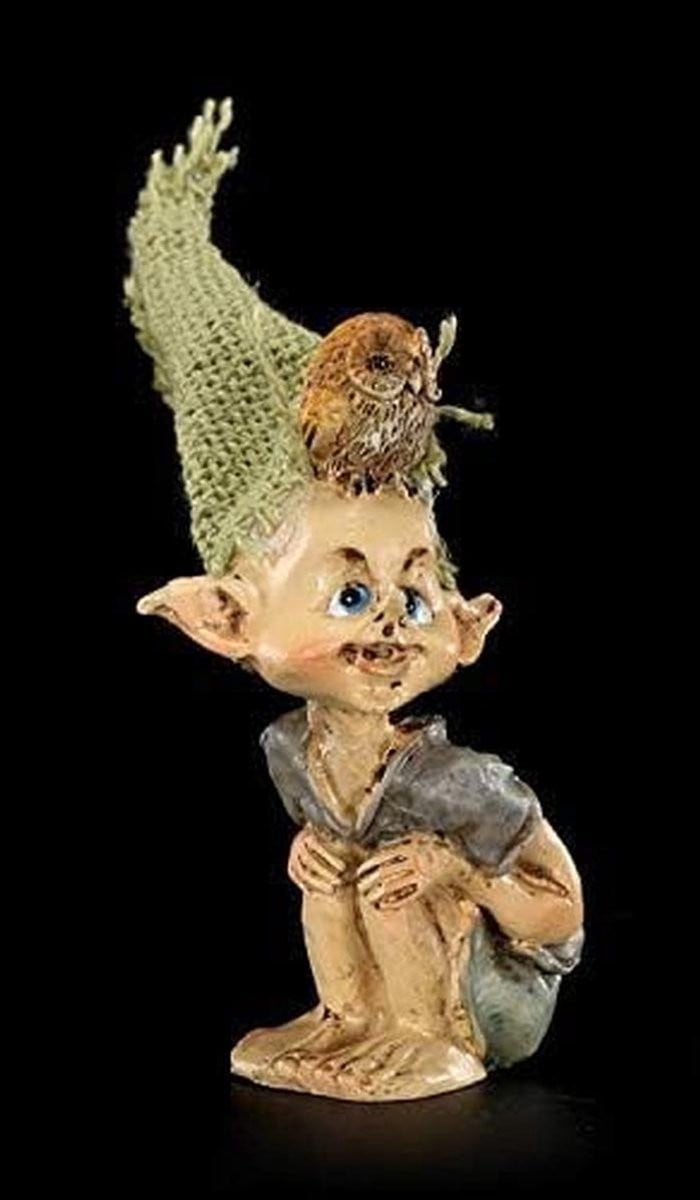 Handgeschilderde Kabouter Pixie Fantasy Figuur voor Binnendecoratie - Natuurlijk