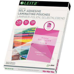 Leitz Laminierfolien 16925 iLAM, DIN A4, 125 mic, glänzend, selbstklebend, 100 Stück