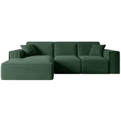 ECKSOFA Ottomane Links SERRA-L - 266x169x80 cm Grün Cord