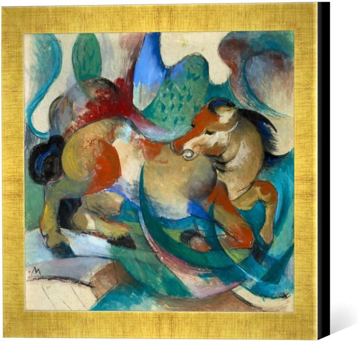 Ingelijste Kunstprint Spring - Wanddecoratie Dier - Goud - 30 x 30 cm