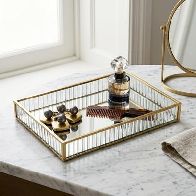 Cheungs Veldra Gold Rectangular Fluted Glass Tray