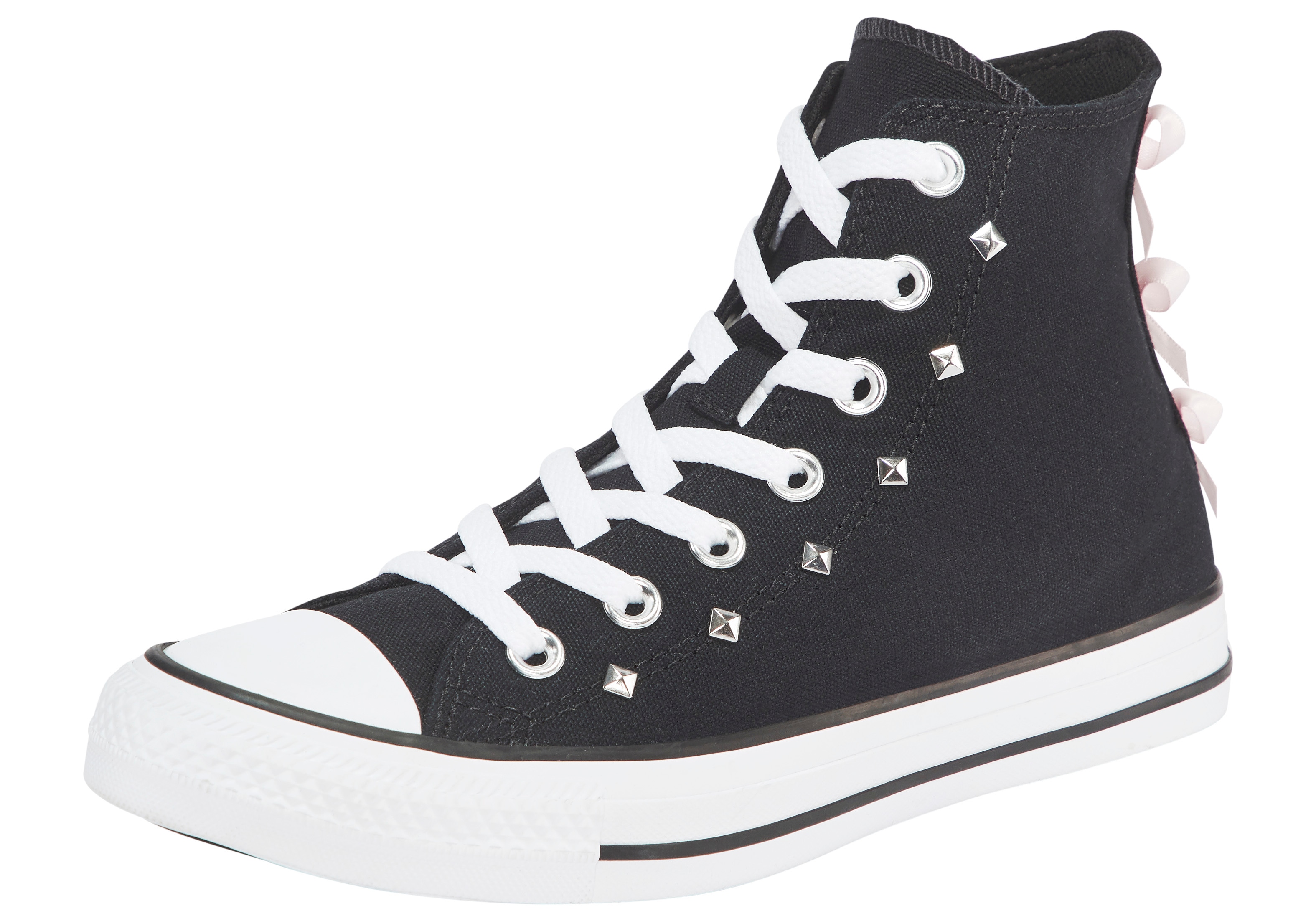 Sneaker CONVERSE "CHUCK TAYLOR ALL STAR", Damen, Gr. 38, atmungsaktiv, schwarz, pink frosting, weiß, Leder, Schuhe Sneaker schwarz, pink frosting, weiß 38, atmungsaktiv