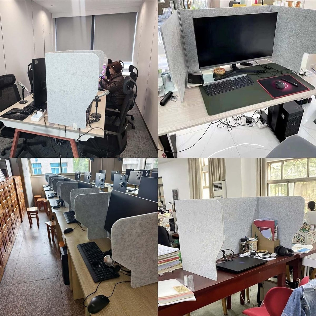 Grijs Vilt Privacy Panel Bureauverdelers - 100 cm breed