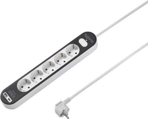 Sygonix SY-4755368 Steckdosenleiste mit Schalter Weiß, Grau Schutzkontakt 1St.