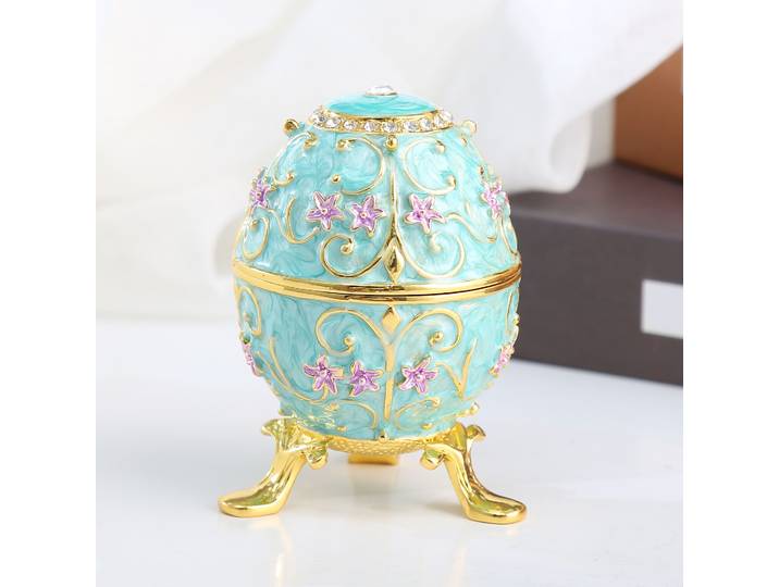 Oeuf de pâques luxueux et exquis, boîte à bijoux européenne, artisanat en métal