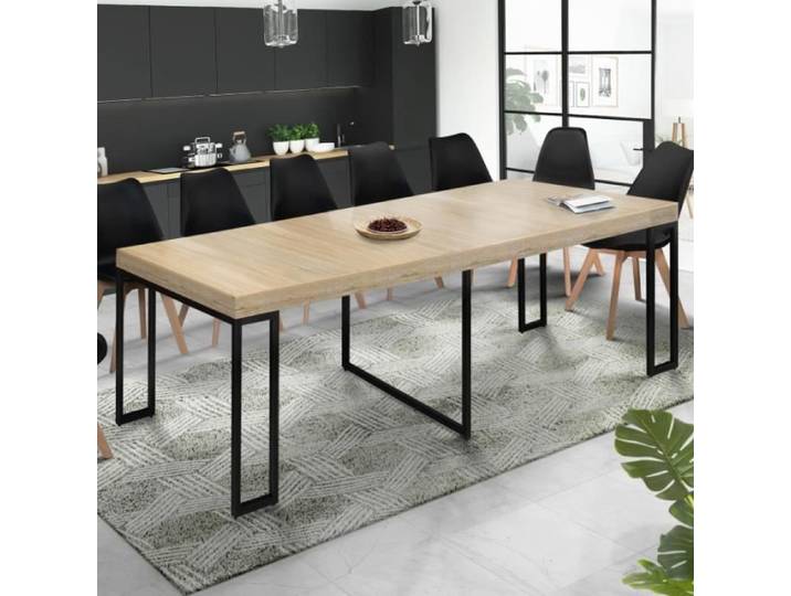IDMARKET Table console extensible TORONTO 14 personnes 300 cm design industriel