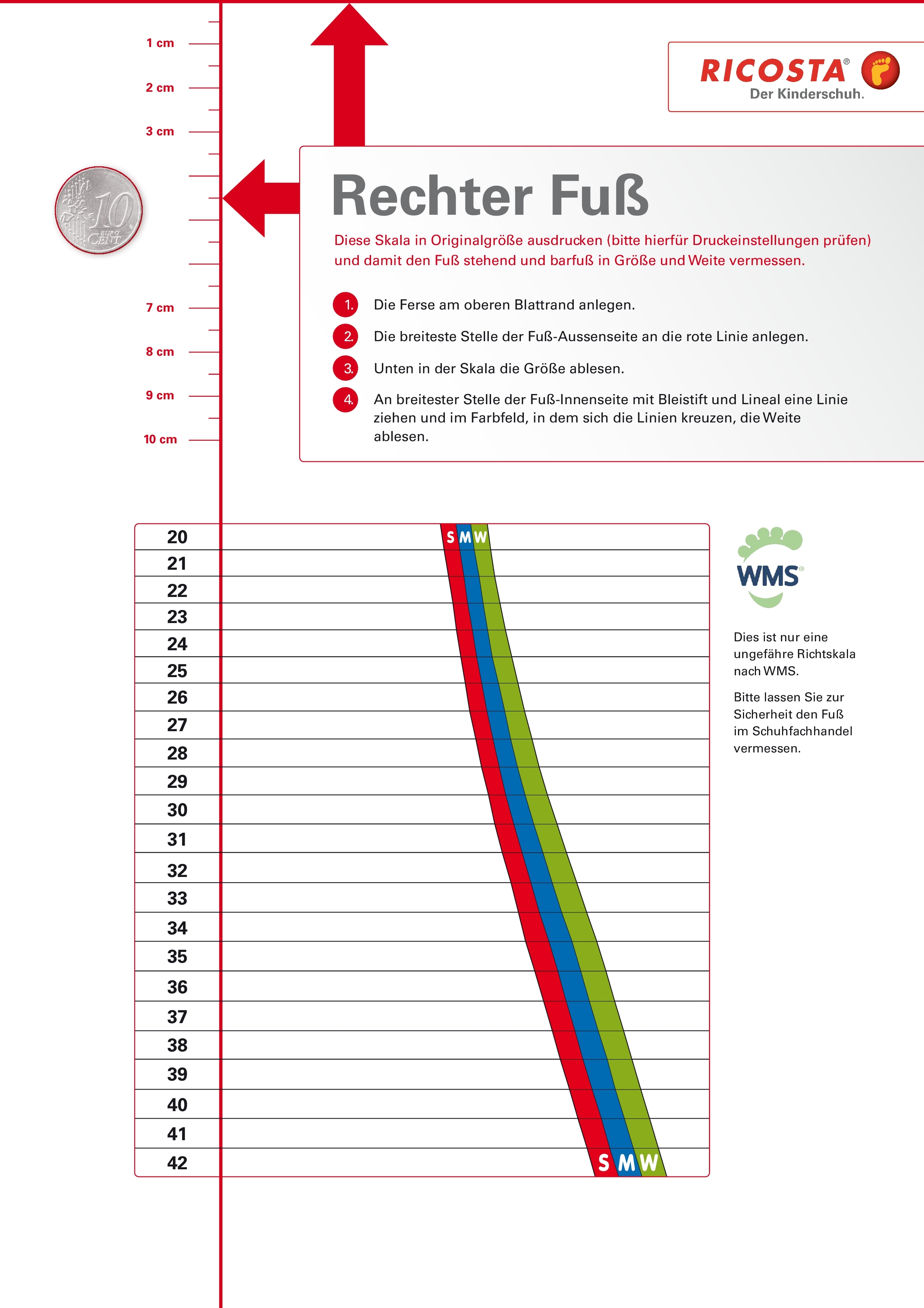 PEPINO by RICOSTA "CORY" Schnürschuh mit WMS-System, Leder, Grössenschablone zum Download eukalyptus 22, Leder