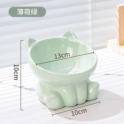 Uplift Treasures Elevated Ceramic Cat Bowl With Stand green